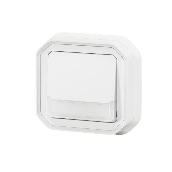 Vignette 3 produit Ref : 069864L | Poussoir NO-NF lumineux porte-étiquette Plexo complet encastré blanc