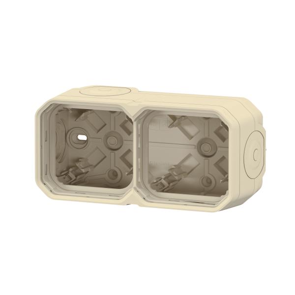 Vignette 3 produit Ref : 069867L | Botier saillie  embouts 2 postes horizontaux et verticaux Plexo sable
