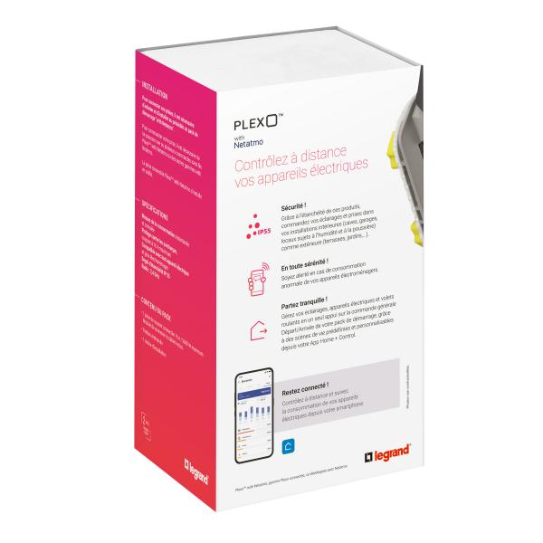 Vignette 3 produit Ref : 069892L | Prise de courant connecte Plexo with Netatmo 2 postes anthracite
