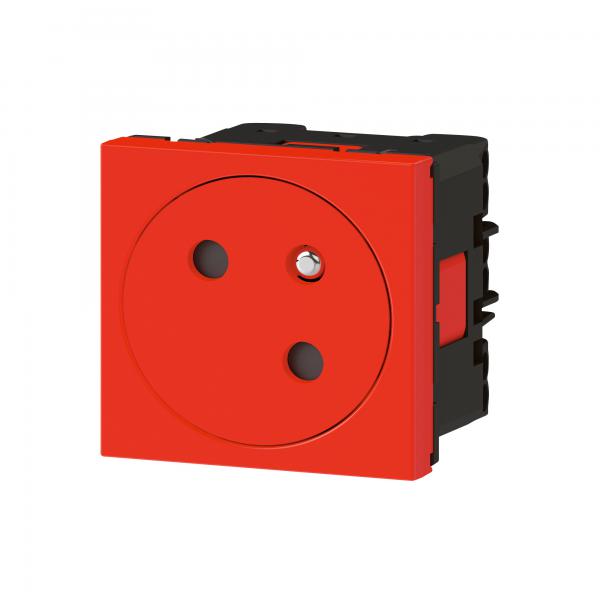 Vignette 3 produit Ref : 077118L | Prise de courant Mosaic - 2P+T - 2 modules - rouge antimicrobien sans dtrompage