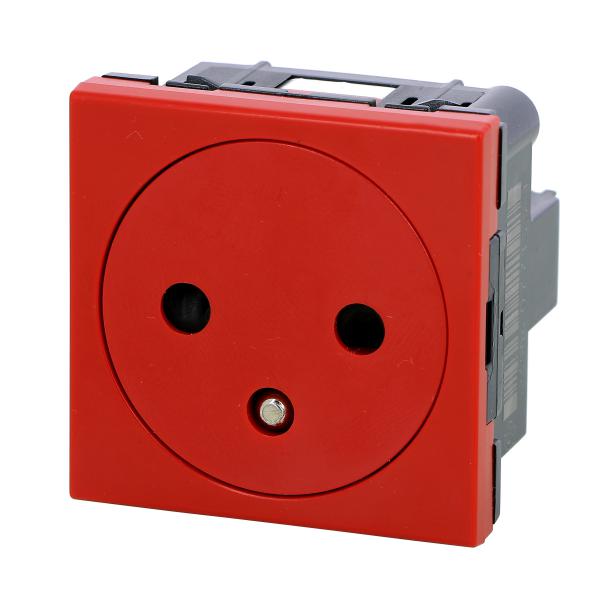 Vignette 3 produit Ref : 077133 | Prise de courant 2P+T Surface Mosaic 2 modules avec connexion par bornes automatiques  -  rouge anti