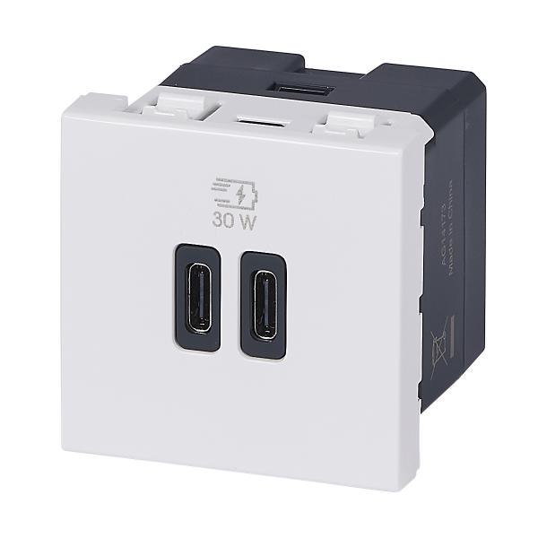 Vignette 3 produit Ref : 077631L | Chargeur 2 USB Type-C + Type-C Power Delivery Mosaic - Blanc