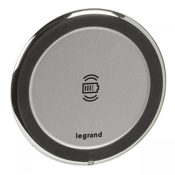 Vignette 3 produit Ref : 077640L | Prt  poser chargeur sans fil induction 3A 15W pou mobilier 80mm - couleur alu