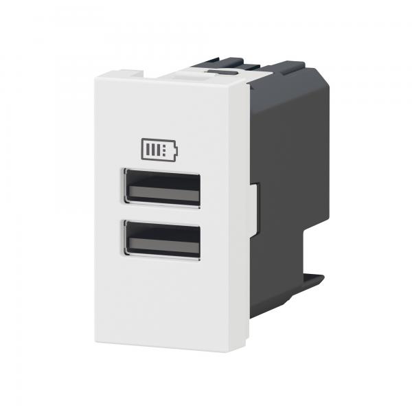 Vignette 3 produit Ref : 077660L | Chargeur 2 USB Type-A 3A Mosaic - 1 module blanc pour poste de travail