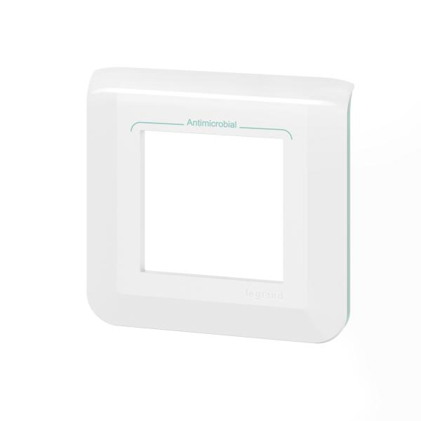 Vignette 3 produit Ref : 078722L | Plaque de finition Mosaic pour 2 modules blanc antimicrobien