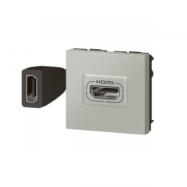Vignette 3 produit Ref : 079279L | Prise HDMI typeA version 1.4 prconnectorise Mosaic 2 modules - alu