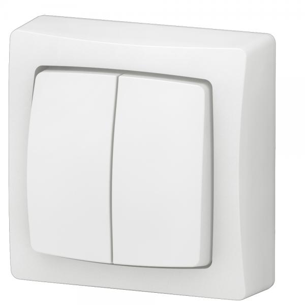 Vignette 3 produit Ref : 086020L | Transformeur double Appareillage Saillie complet blanc