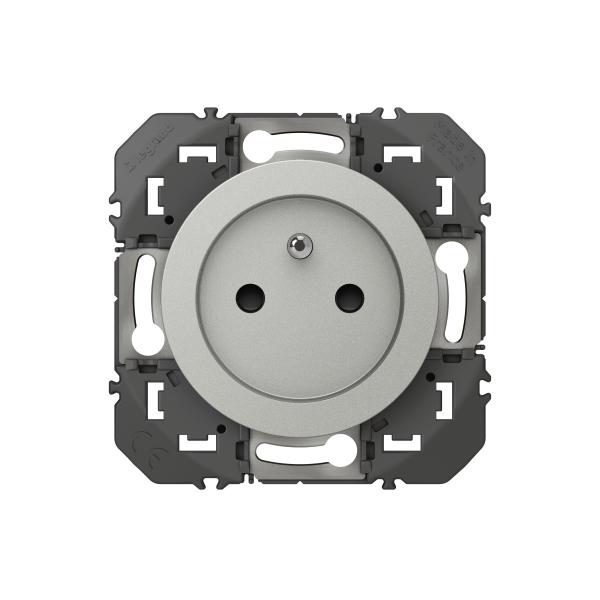 Vignette 3 produit Ref : 095246 | Prise de courant 2P+T  puits dooxie 16A finition alu - sachet