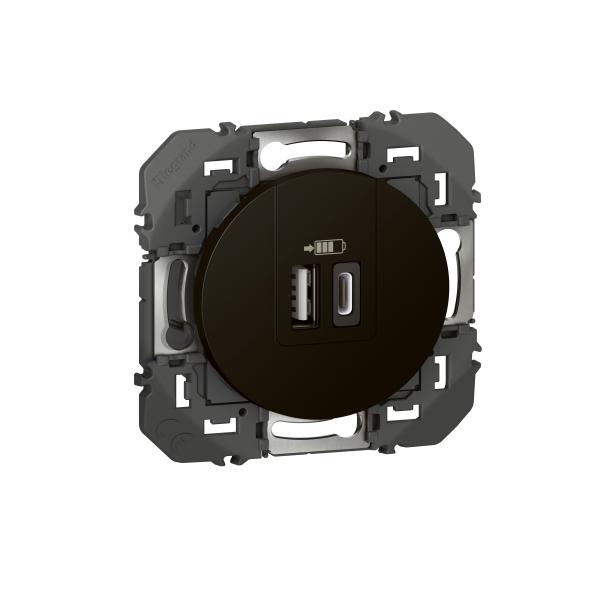 Vignette 3 produit Ref : 095288 | Prise double USB dooxie Type-A + Type-C 3A finition noir - sachet
