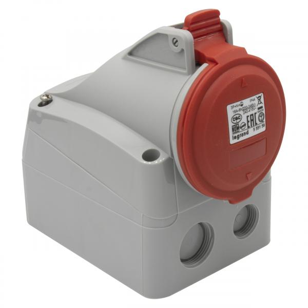 Vignette 3 produit Ref : 555159 | Prise saillie fixe P17 IP44 16A  -  380V~  415V~  -  3P+N+T