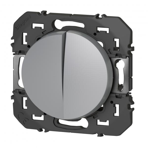 Vignette 3 produit Ref : 600102 | Double interrupteur ou va - et - vient dooxie 10AX 250V~ finition alu