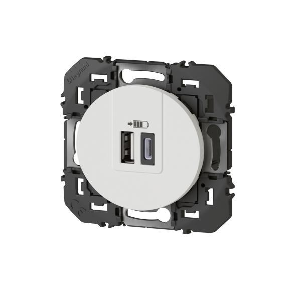 Vignette 3 produit Ref : 600349 | Double chargeur USB 1 Type - A + 1 Type - C dooxie 3A finition blanc