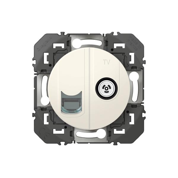 Vignette 3 produit Ref : 600352 | Prise TV + RJ45 catégorie6 STP compacte dooxie finition blanc