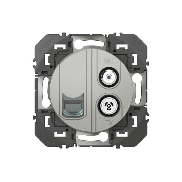 Vignette 3 produit Ref : 600458 | Prise TV - SAT + RJ45 catégorie6 STP compacte dooxie finition alu