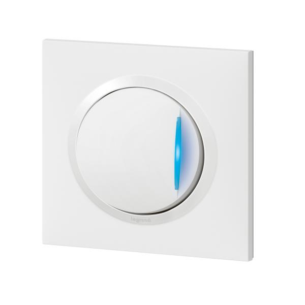 Vignette 3 produit Ref : 600710 | Interrupteur ou va - et - vient avec voyant tmoin dooxie one 10AX 250V~ livr avec plaque carre blanche et griffes