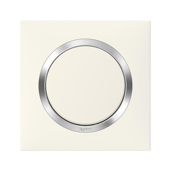 Vignette 3 produit Ref : 600841 | Plaque carre dooxie 1 poste finition blanc avec bague effet chrome