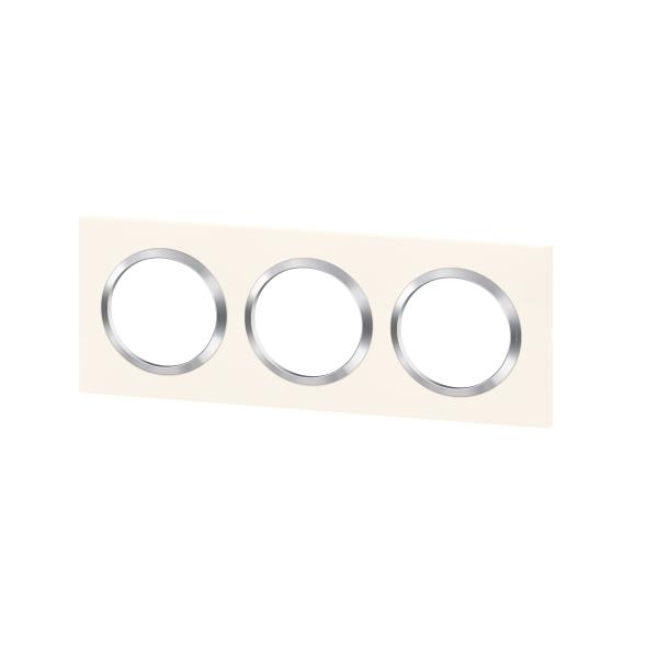 Vignette 3 produit Ref : 600843 | Plaque carre dooxie 3 postes finition blanc avec bague effet chrome