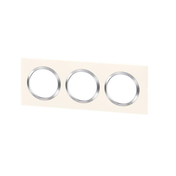 Vignette 3 produit Ref : 600843 | Plaque carre dooxie 3 postes finition blanc avec bague effet chrome