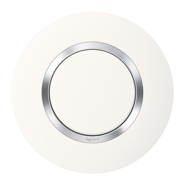 Vignette 3 produit Ref : 600973 | Plaque ronde dooxie 1 poste finition blanc avec bague effet chrome