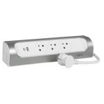 LEGRAND Rallonge d\'angle 3x2p+t surface et usb a+c avec cordon 1m - blanc/alu 049406
