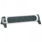 LEGRAND Rallonge 4x2p+t surface avec interrupteur sans cordon - blanc/gris fonc 049465