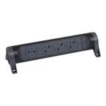 LEGRAND Rallonge 4x2p+t surface avec interrupteur sans cordon - noir/gris fonc 049466