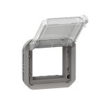 LEGRAND Adaptateur plexo verrouillable  volet transparent pour mosaic - composable gris 069579L