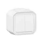 LEGRAND Commande double interrupteur ou poussoir plexo complet saillie blanc 069755L