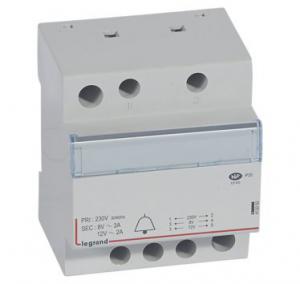 LEGRAND Transformateur pour sonnerie 230v vers 12v ou 8v  -  24va  -  4 modules 413092