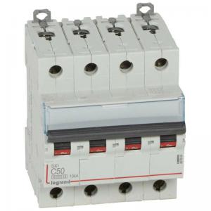 LEGRAND Disjoncteur dx6000 10ka arrive haute et dpart bas  vis 4p 400v~  -  50a  -  courbe c  -  pour peigne hx traditionnel 407903