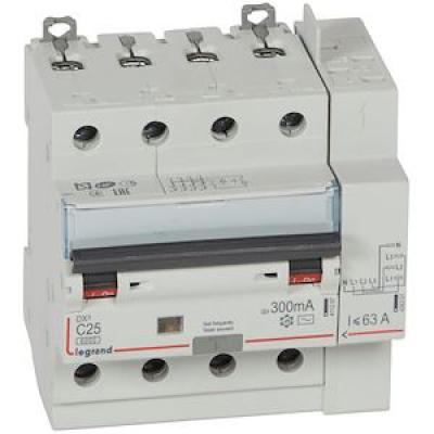 LEGRAND Disjoncteur diffrentiel monobloc dx6000 10ka arrive haute vis dpart haut automatique 4p 400v~  -  25a  -  typeac 300ma 411218