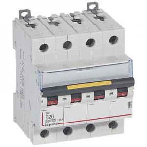 LEGRAND Disjoncteur dx10000 16ka arrive haute et dpart bas  vis 4p 400v~  -  20a  -  courbe b  -  4 modules 409083