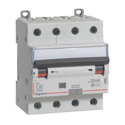 LEGRAND Disjoncteur diff�rentiel monobloc dx�6000 10ka arriv�e haute et d�part bas � vis 4p 400v~  -  32a  -  typeac 30ma 411189