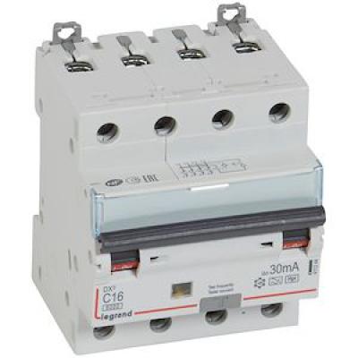 LEGRAND Disjoncteur diffrentiel monobloc dx6000 10ka arrive haute et dpart bas  vis 4p 400v~  -  16a  -  typef 30ma 411244