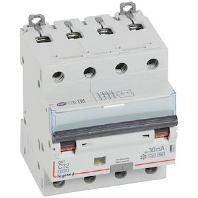LEGRAND Disjoncteur diffrentiel monobloc dx6000 10ka arrive haute et dpart bas  vis 4p 400v~  -  32a  -  typef 30ma 411247