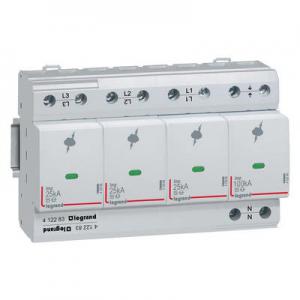 LEGRAND Parafoudre pour protection des installations de risque trs lev typet1 + typet2 iimp 25ka/ple  -  3p+n  -  8 modules 412283