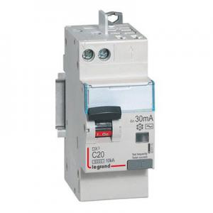 LEGRAND Disjoncteur diffrentiel monobloc dx6000 10ka arrive haute vis dpart haut automatique u+n 230v~  -  20a  -  typeac 30ma 410806