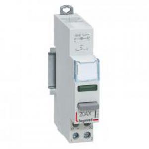 LEGRAND Inter poussoir modulaire double fonction contact 1no + voyant led vert 12v~  48v~ ou 12v=  48v=  -  1 module 412912