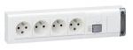 LEGRAND Bloc multiprise fixable avec interrupteur bipolaire  voyant et 4 prises de courant 2p+t longueur 30 050613