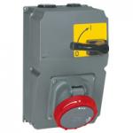 LEGRAND Coffret monoprise hypra ip66/67 - 55  -  1 prise 3p+t 125a 380v~  415v~ , 1 interrupteur sectionneu 059114