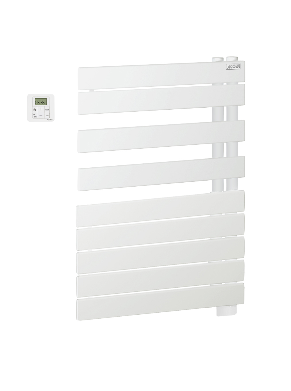 Photo Fassane Spa Asym EL droite.cde RF. Blanc RAL 9016. 500W H828 mm / L550 mm  | Ref : TFR050055/GF