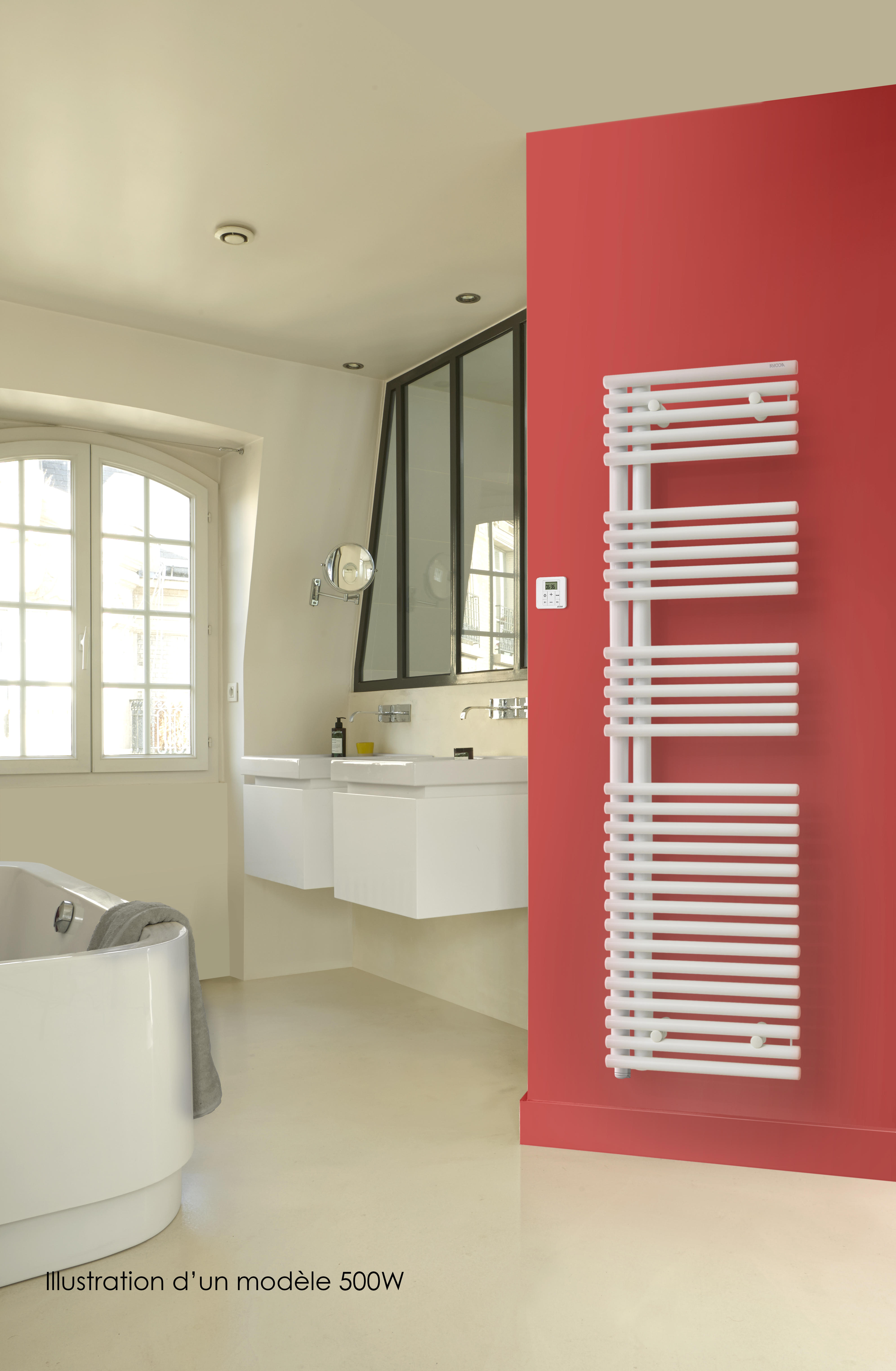 Vignette 2 produit Cala Asymtrique EL gauche. cde RF. Blanc RAL 9016. 500W. H 1186 mm / L 496 mm  | Ref : TLNL05050/GF