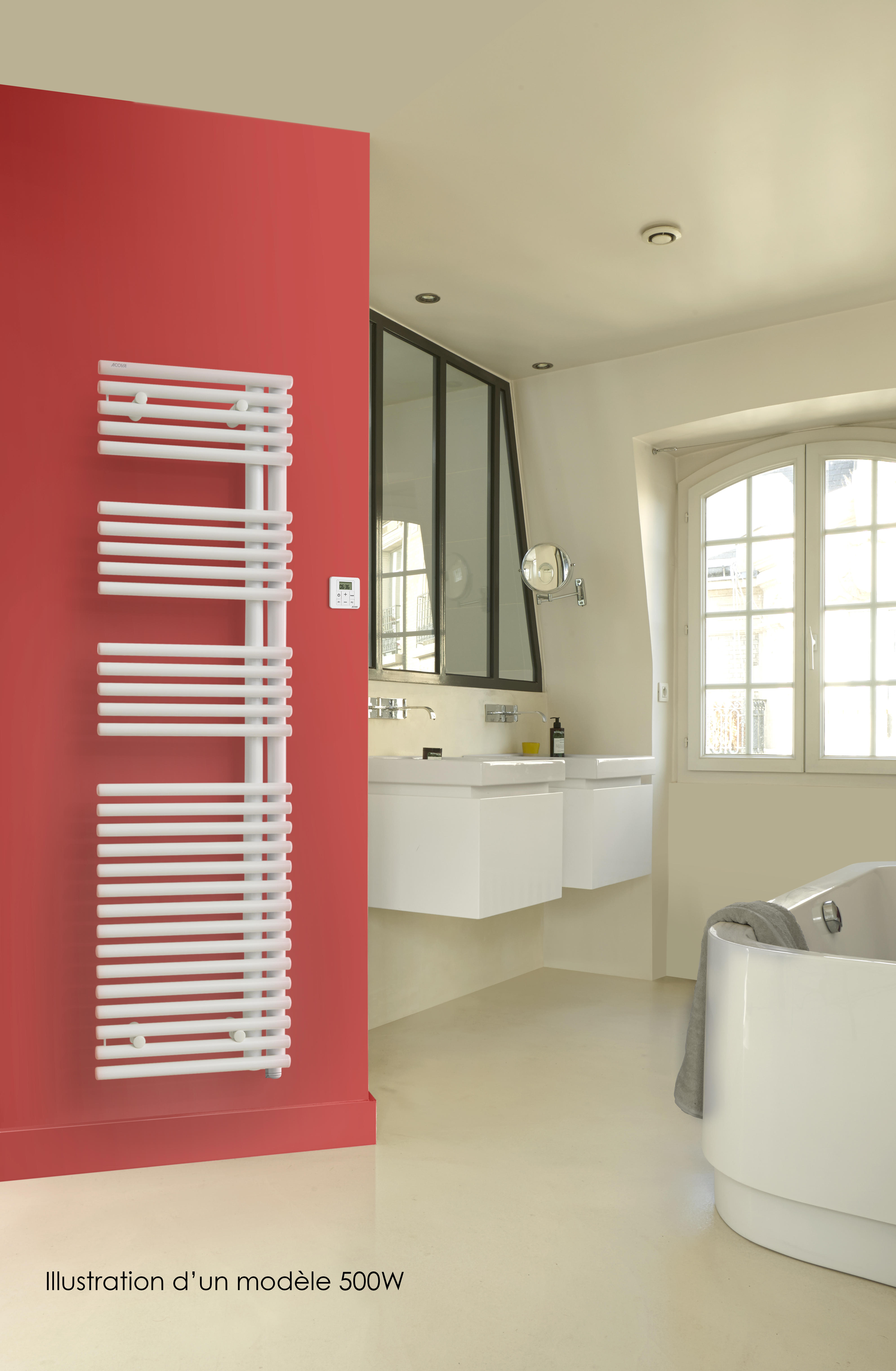 Vignette 2 produit Cala Asymtrique EL droite. cde RF. Blanc RAL 9016. 500W. H 1466 mm / L 396 mm  | Ref : TLNR05040/GF