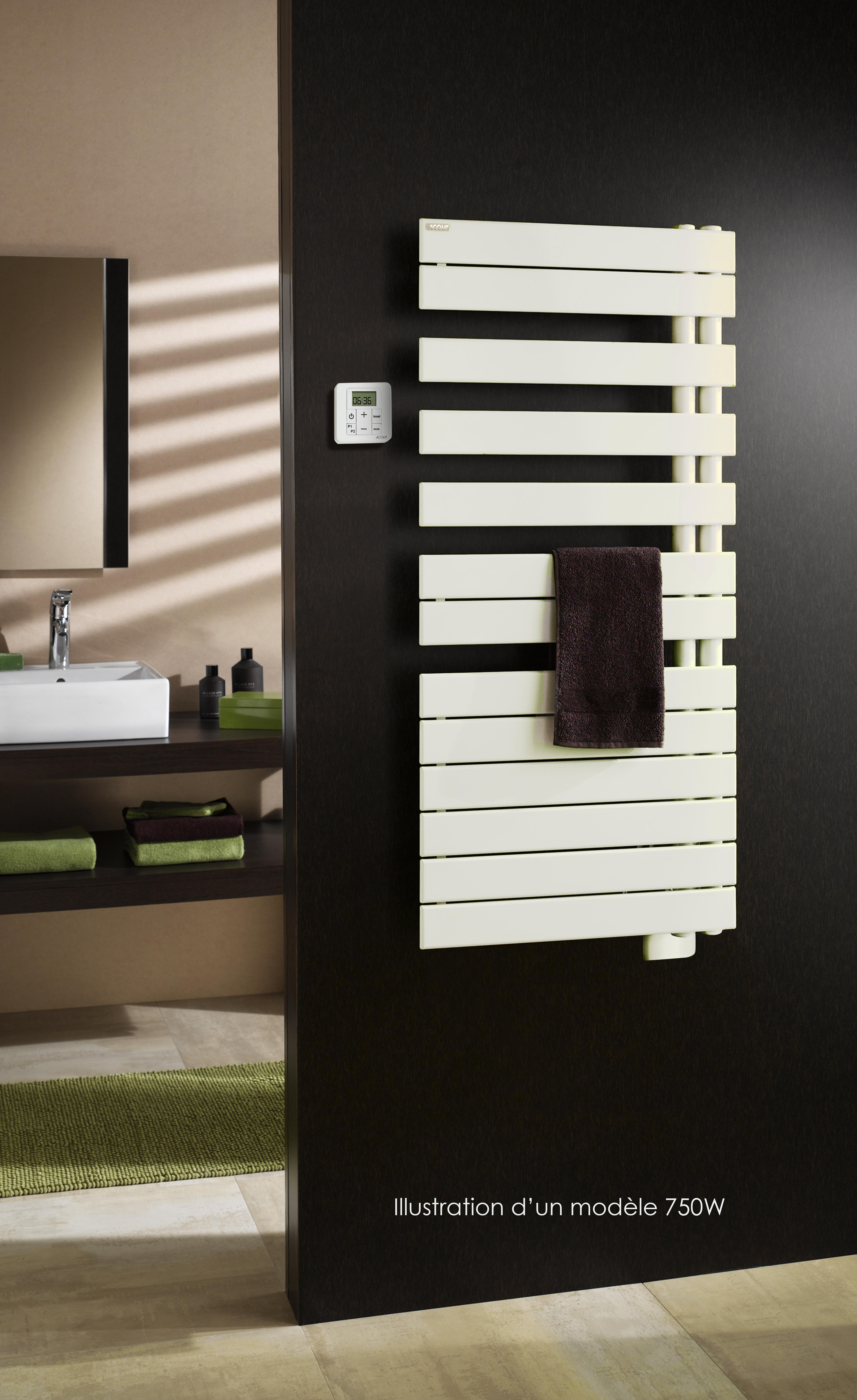 Vignette 2 produit Fassane Spa Asym EL droite.cde RF. Blanc RAL 9016. 500W H828 mm / L550 mm  | Ref : TFR050055/GF