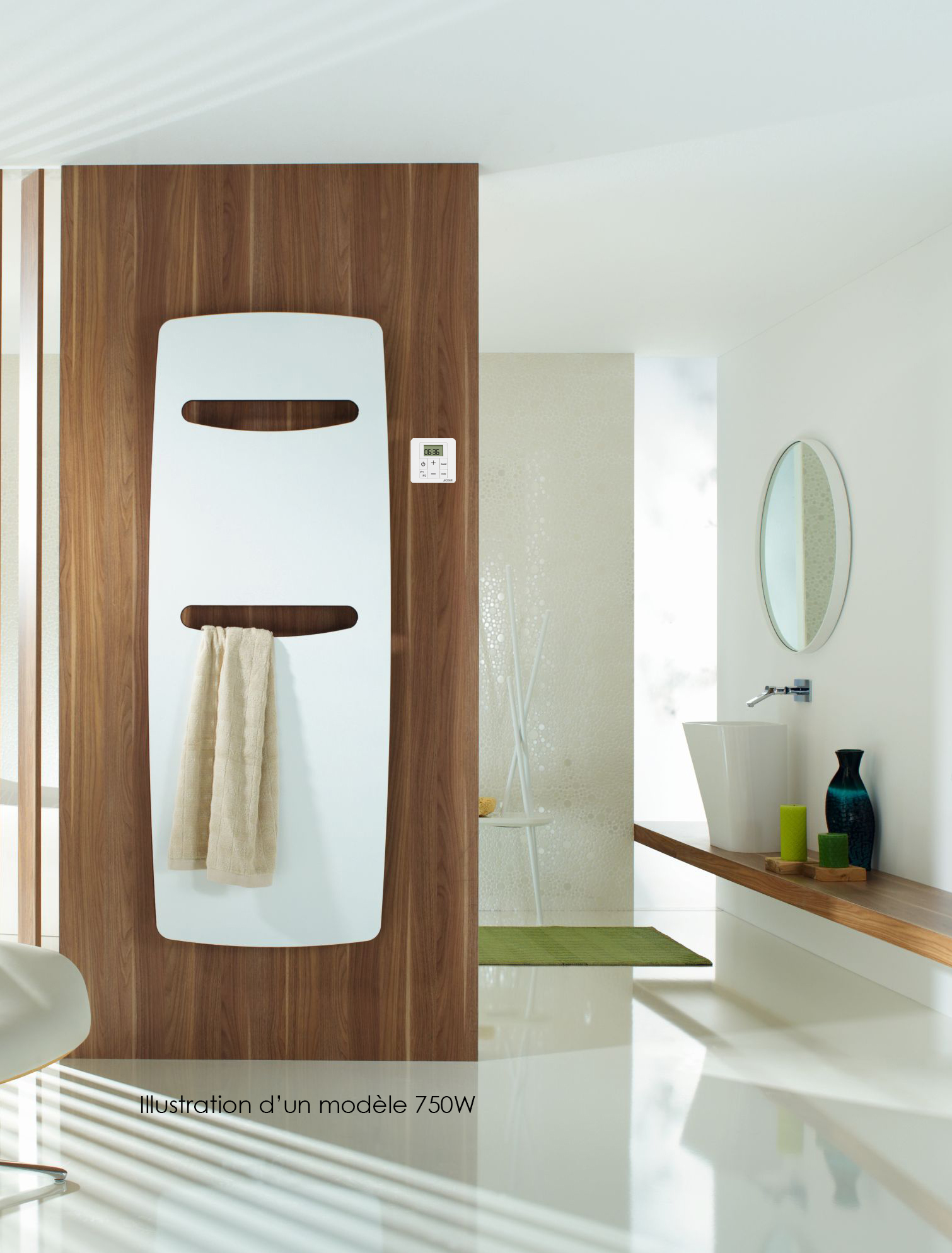 Vignette 2 produit Nuage EL commande RF. Blanc RAL 9016. 750W. H 1800 mm / L 490 mm  | Ref : TGN180050/GF