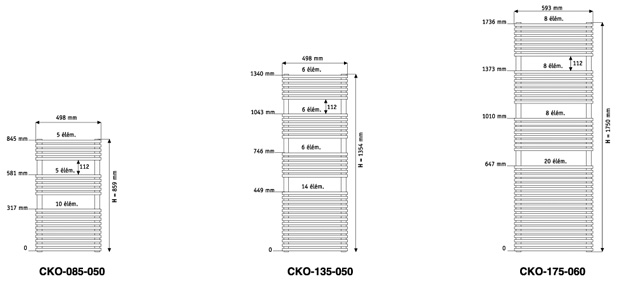 Vignette 3 produit Ref : CKO135050     | K�va Spa EC cintr�. Finition Chrom�e. 532W. H 1355 mm / L 500 mm. racc. 3510