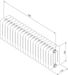 Vignette 3 produit Ref : TMC3100100SR  | Vuelta EL plinthe. sans rgul. Blanc RAL 9016. 1000W. H 310 mm / L 957 mm 