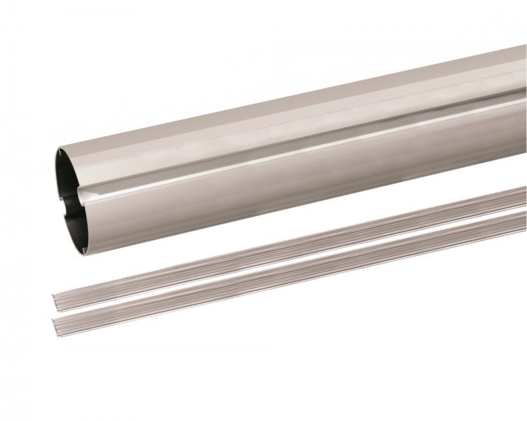 Photo Lisse  section tubulaire en aluminium peint blanc, avec profil. Longueur=5,35m | Ref : G05350