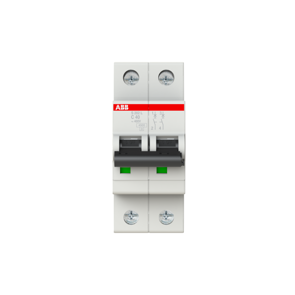 Photo Disjoncteur S202L 2P 40A Courbe C Raccordement  vis - 6KA (2Modules) | Ref : 350242