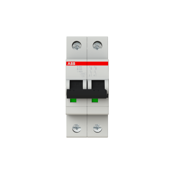 Photo S200 Disjoncteur modulaire - 2P - 63A - Cbe B -6000A/10kA (2 modules)-peignable | Ref : 352219